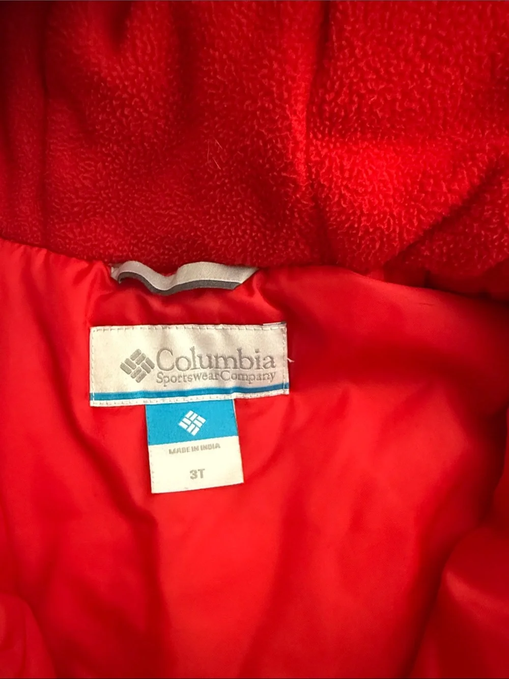 Columbia Red Hooded Insulated Jacket with Fun Print